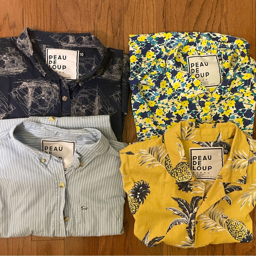 4 Peau de Loup Size 10 Short-sleeve Button Ups
